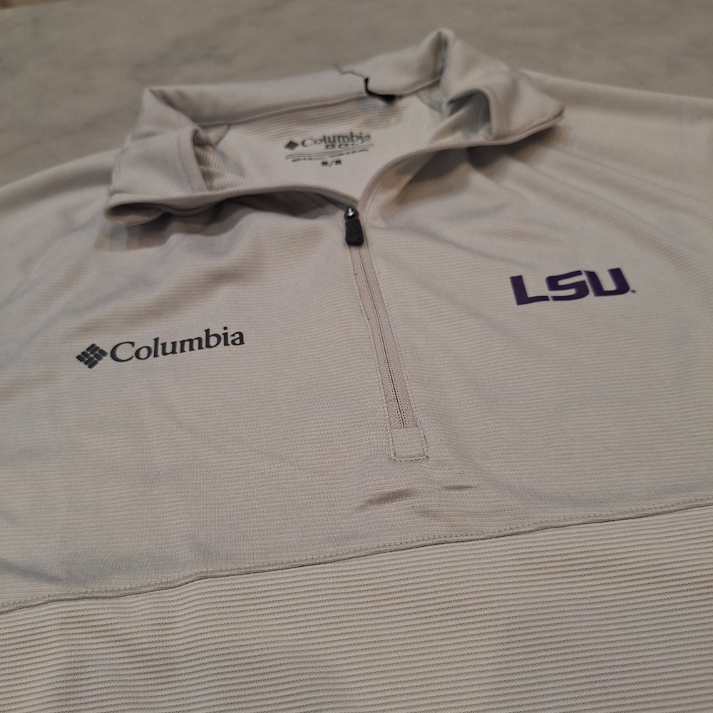Columbia Golf Performance Quarter Zip Pullover‎ Mens Med Grey LSU Tigers NCAA